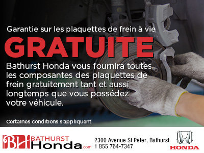 Garantie sur les plaquettes de frein à vie gratuite!