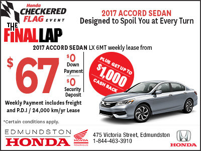 Lease the 2017 Accord from $67 Weekly