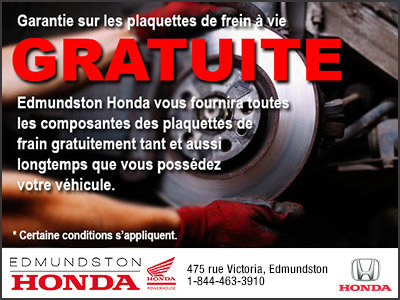 Garantie sur les plaquettes de frein à vie gratuite!