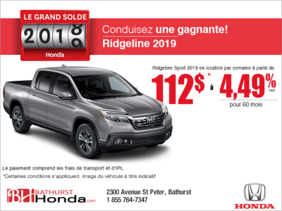 Louez le Honda Ridgeline 2019!