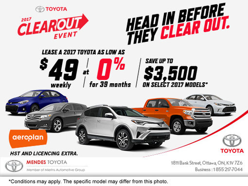 Mendes Toyota's 2017 Clearout Event!