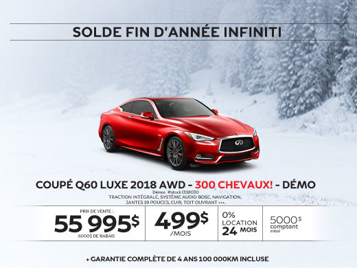 COUPÉ Q60 SPORT 2018 AWD 300 CHEVAUX! Démos