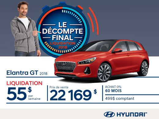 Ne manquez pas le DÉCOMPTE FINAL sur l'Elantra GT 2018 chez Hyundai Magog!