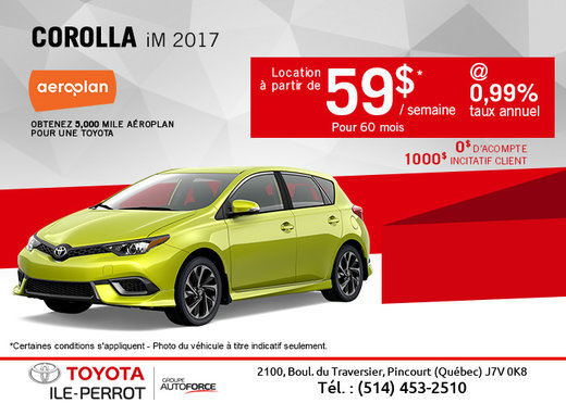 La Corolla iM 2017 en location!