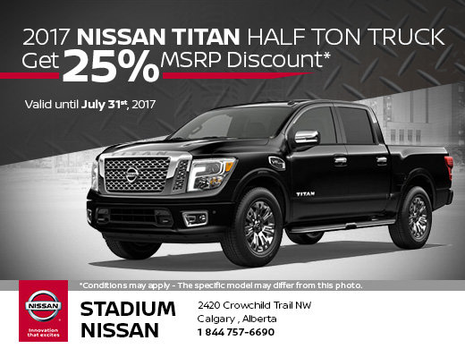Save 25% MSRP on the 2017 Nissan Titan Half Ton Truck!
