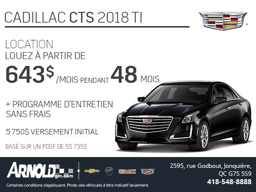 Obtenez le Cadillac CTS 2018, entretien sans frais