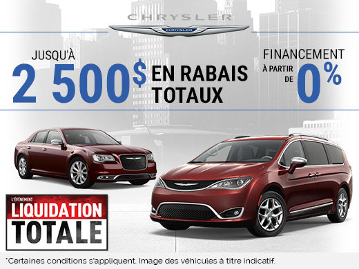 2 500$ en rabais totaux - Chrysler