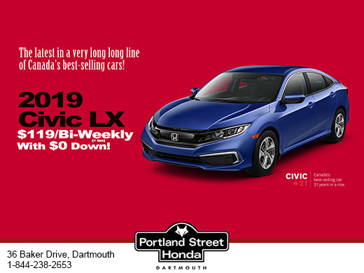 Civic LX only $119 bi-weekly (plus tax)