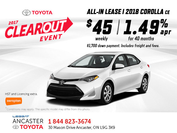 Save on the 2018 Corolla