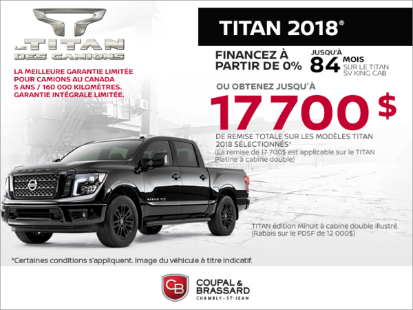 Obtenez le Nissan Titan 2018 dès aujourd'hui!