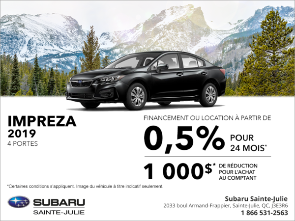 Procurez-vous la Subaru Impreza 2019 4 portes!