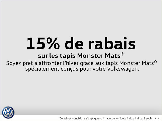 15% de rabais sur les tapis Monster Mats®