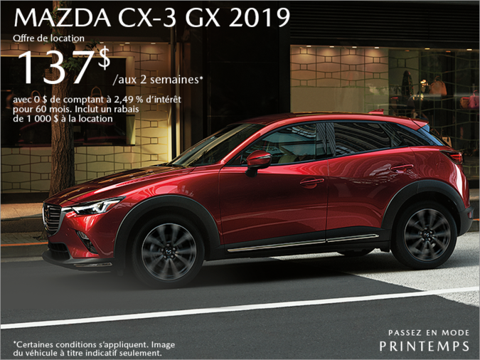 Procurez-vous la Mazda CX-3 2019 aujourd'hui!