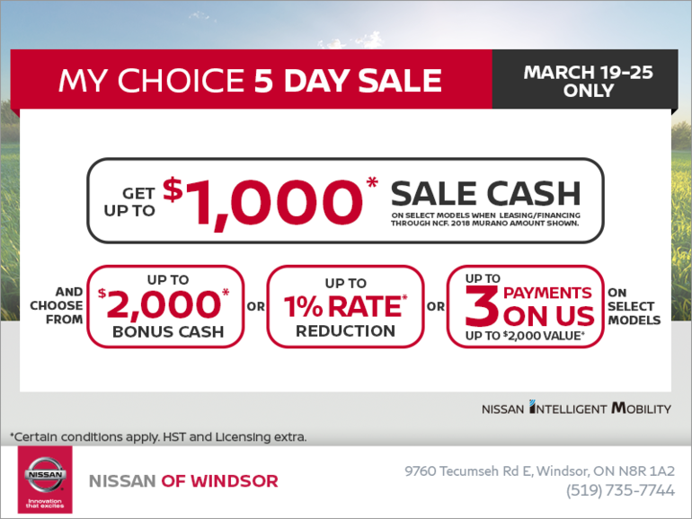 Nissan's My Choice 5-Day Sale!