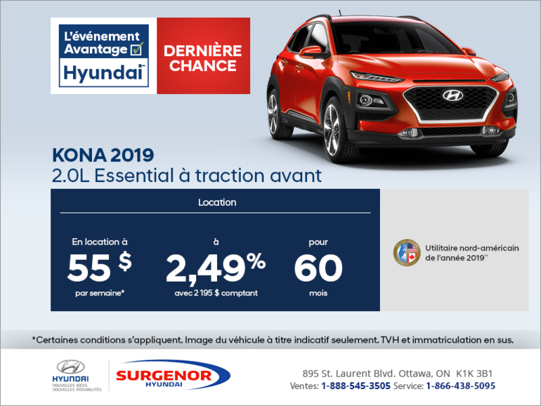 Louez la Kona 2019!