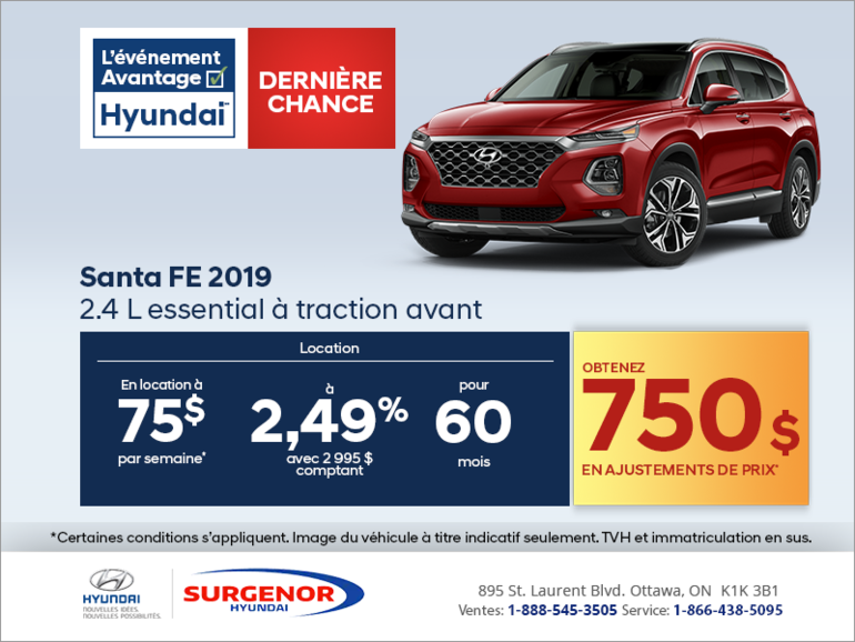 Procurez-vous le Santa Fe 2019!