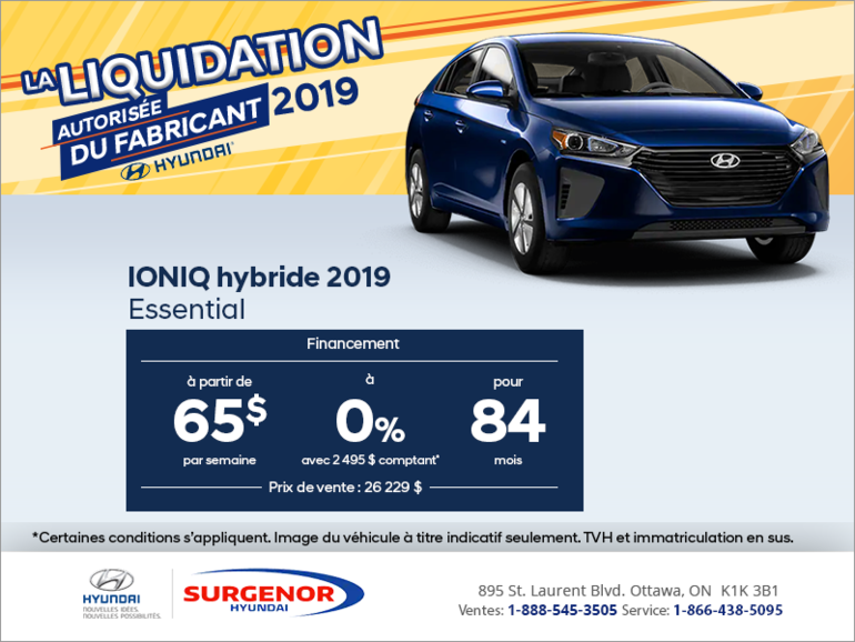 Financez la IONIQ hybride 2019!