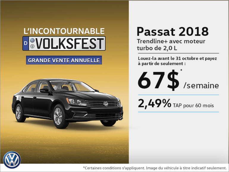 Conduisez la Passat 2018 dès aujourd'hui!