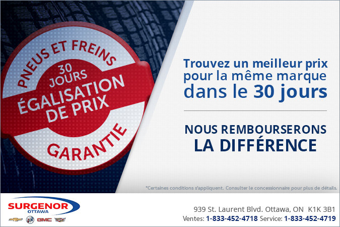 Garantie du meilleur prix sur les pneus et les freins