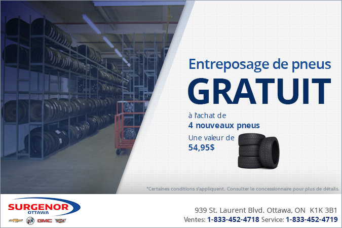 Entreposage de pneus gratuit