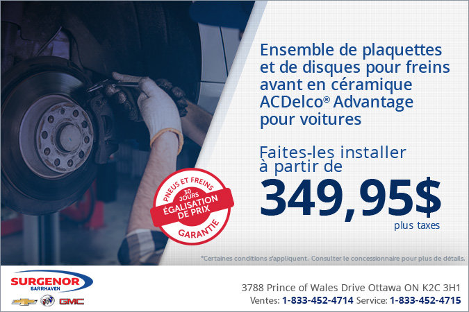 Plaquettes et disques de freins avant ACDelco Advantage