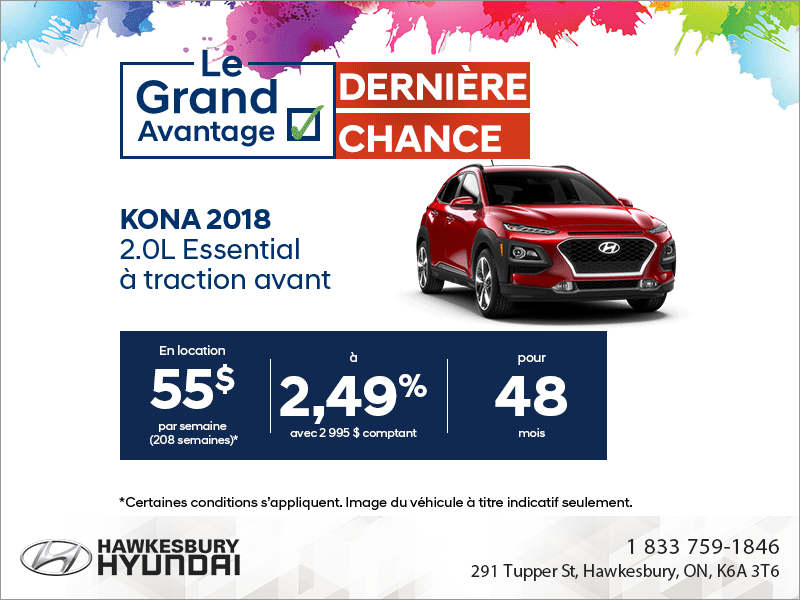 Procurez-vous la Kona 2018!