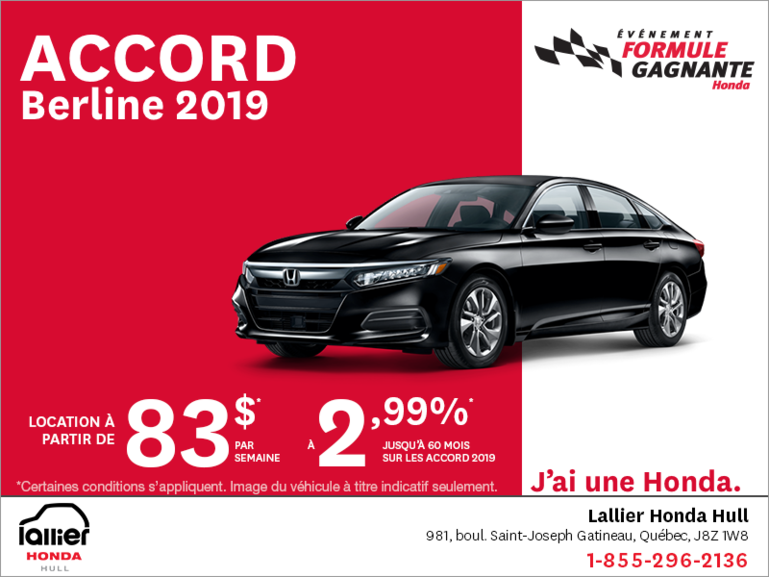 Louez la Honda Accord Berline 2019!