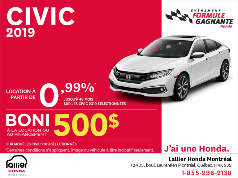 Louez la Honda Civic 2019!