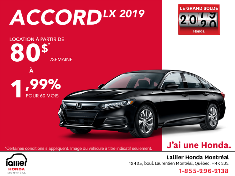 Louez la Honda Accord Berline 2019!