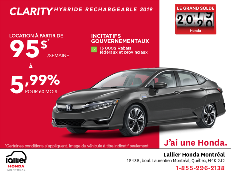 Louez la Honda Clarity 2019!
