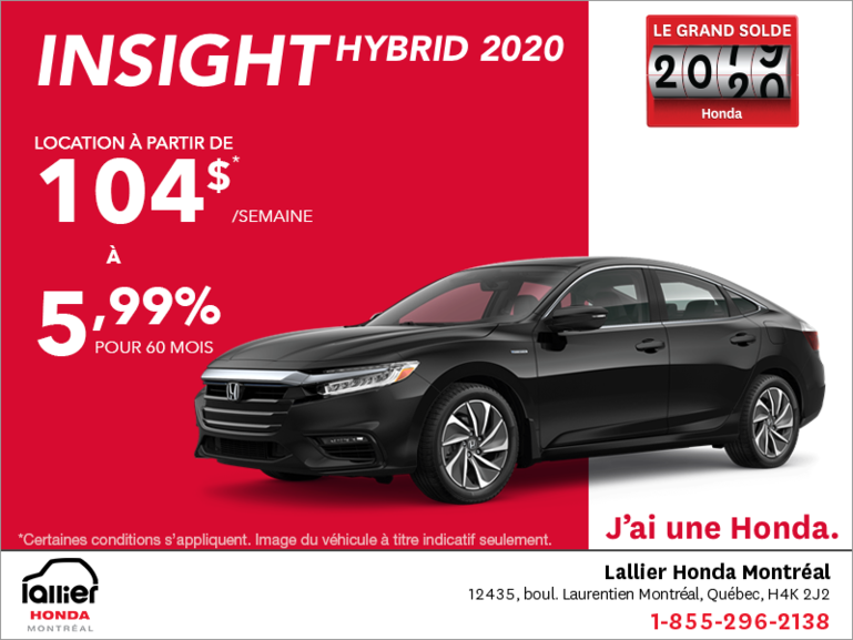 Louez la Honda Insight 2020!