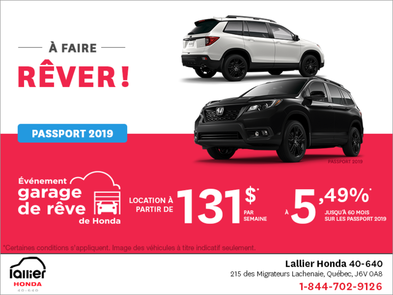 Louez la Honda Passport Sport 2019!