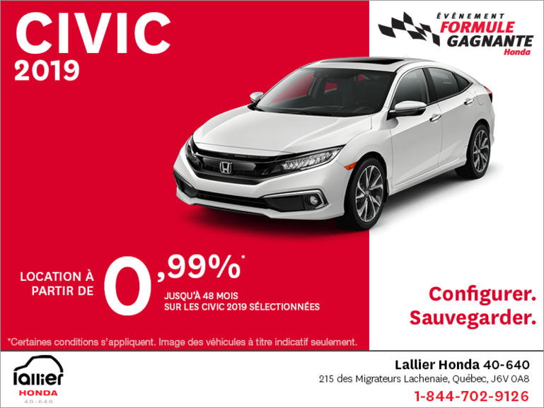 Louez la Honda Civic 2019!
