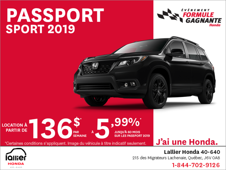Louez le Honda Passport Sport 2019!
