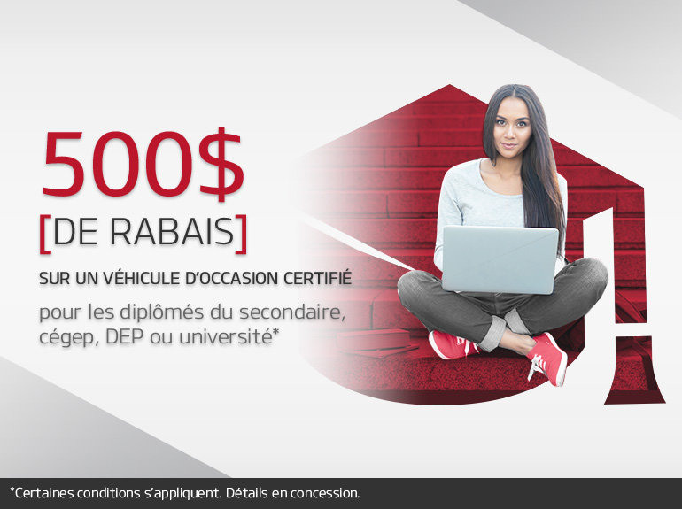 Rabais diplômé sur les véhicules d'occasion certifiés